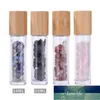 10Pcs 10ml Roll On Bottle Essential Oil Natural Jade Roller Bottles with Crystal Chip Glass Travel Refillable Bottle Containers