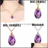 Pendant Necklaces Amethyst Necklace For Women Purple Gem Collier Choker Rhinestone Wedding Jewelry Sier Drop Delivery 2 Dhseller2010 Dha2T