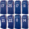 Édition sérigraphiée Basketball City Maillot Joel Embiid 21 Georges Niang 20 Tyrese Maxey 0 Danny Green 14 James Harden 1 Tobias Harris 12 Bleu marine Blanc Rouge Beige