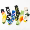 Socks & Hosiery Women/Men Happy Print Cute Flower Fruit Pineapple Cactus Harajuku Sox Colorful Novelty Skateboard Funny Cotton