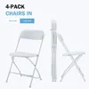 Paquet de 4 chaises pliantes en plastique, chaise portable avec cadre en métal, chaises commerciales pliables et empilables, chaises de fête parfaites pour le jardin, la cour et l'intérieur, blanc AA