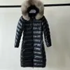 Designer-Winter-Daunenjacken für Damen, lange Parkas, Gans mit Gürtel, Kapuzenpullover, White-Label-Mantel für Damen, Big Fox-Pelzparka, warme Kleidung