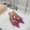 2022SS March Kadın Lady Bow Clear Slipper Sandal Ayakkabı Sevimli Noktalar Lüks 8.5cm Topuk Yüksek Topuklu Parti Yaz Plaj Ayakkabıları MH0230