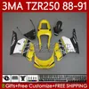 Fairings Kit For YAMAHA TZR-250 TZR250 TZR 250 R RS RR 88 89 90 91 ABS Bodywork 115No.57 YPVS 3MA TZR250R TZR250RR 1988 1989 1990 1991 TZR250-R 88-91 MOTO Yellow white Body