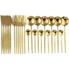 24Pcs Oro Set di Stoviglie Specchio Posate da Tavola Posate in Acciaio Inossidabile 304 Posate Argenteria Occidentale Cucina Cena Coltello Cucchiaio Forchetta Brillante Classico E Pratico