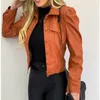 Jackets femininas outono de couro de couro básico de casaco básico Moda de moda Bomber Casaco feminino