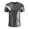 Men's T Shirts Men's T-Shirts Summer Solid Color Shiny Shirt For Men Casual Oversized Short Sleeve O-neck Clothes Streetwear Hip Hop