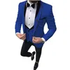 Brand New Light Blue Groom Tuxedos Shawl Lapel Slim Fit Groomsmen Wedding Dress Excellent Man Jacket Blazer 3 Piece Suit Jacket Pants Vest Tie 1292