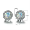 Stallone bamos blu/bianchi orecchini opali arrotondati rotondi per le donne color argento con accessorio gioiello