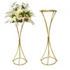Centrotavola per matrimonio con supporto per vaso di fiori in metallo dorato con tromba di design per Yudao