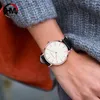 Montres-bracelets Top Japon Mouvement Cuir Marron Horloges Vrouwen Cadran Blanc Montre Femme Étanche Relogio Feminino Zegarek DamskiMontres-Bracelets