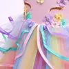 Baby Mädchen Regenbogen Tüllkleid 3-9T Kinder Designer Einhorn bedruckt oder geblümt ärmelloser Rock Kinder Frühling Sommer Prinzessin Kleider