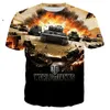 3D Baskı Tankları Oyunu Tişört Askeri T Shirt Hiphop Serin Tee Sokak Giyim Yaz Erkekleri Giysileri Büyük Boy 5xl Top 220623