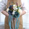 Gelin Buket Yapay Güller Düğün Buketi Nedime için Kore Simülasyonu Gül Kırmızı Retro Fotoğraf Props Çiçekler
