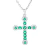 Pendentif Colliers Exquis Mode Vert Émeraude Zircon Croix Collier Or Argent Couleur Collier Dame Femmes Bijoux Chrétiens GiftPendant