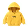 Hoodies Sweatshirts Baby Kids Boy Girl Clothes Hooded Letter Hello Solid Plain Hoodie Childrens Pullover Tops Autumn Early Winter Hoodies Coat 220826
