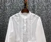 Blusas de mujer Camisas 100% algodón 2022 Primavera Verano Caqui Blanco Tops de alta calidad Apliques de encaje Bordado Manga larga Casual Blou