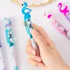 0.5mm Push Type Cartoon Uni -maïs Flamingo Fille Stylo À Bille Mignon Rougeoyant Stylos À Bille pour Enfants LED Lumière Bureau École Écriture Fourniture Promotion Cadeau ZL0816