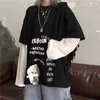 NICEMIX letra preta Imprimir Tshirt Punk solto t - shirts Autumn High Street Camisetas Engraçado Manga Longa Streetwear Gir 220328