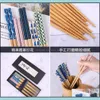 5 Pairs Japanese Natural Bamboo Chopsticks Reusable Chopstick Gift Set Tableware Washable For Dishwasher Drop Delivery 2021 Flatware Kitchen