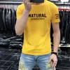 Kurzarm-Herren-T-Shirts aus reiner Baumwolle, koreanische Mode, lässig, Briefdruck, schlanke männliche T-Shirts, 2022, neuer Trend, junge Sommermode im mittleren Alter, mehrfarbige Top-Kleidung, M-4XL