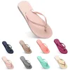 Kvinnor tofflor Fashion Flip Flops Beach Hotel inomhus Slipper Triple Black Pink White Lemon Green Grey Womens Shoes Fifty Four