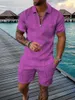 الرجال ملابس رياضية الاتجاه الرجال هاواي مجموعات الصيف عادية ثلاثية الأبعاد مطبوعة دعوى قصيرة الأكمام زر قميص شورتات للبحر مجموعة ملابس رياضية للرجال