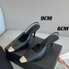 Fashio 2022 Järnhuvudsandaler Kvalitet Hight Heeled Klänning Skor Äkta Läder Kvinnor Sexig Lady Sko 9cm Högklackat US Storlek 4-10 Brand des