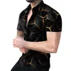 Mäns casual skjortor baggy manlig sommarstoppskjorta 3d tryck korta ärmar avvisar krage mode bodysuit rompermen's