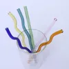 8x200mm Återanvändbar Eco Borosilicate Glass Drinking Struals Hög temperaturmotstånd Klar färgad Böjd Rakmjölk Cocktail Straw SS1102