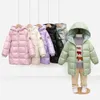 Hot New Down Jacket Stora barns kläder pojkar och flickor varm huva jacka färgglada ljusa ansikten 4-10 år barn vinner J220718