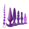 Dorosły anal seksowne zabawki 7pcs koraliki Zestaw wtyczki tyłka masaż prostaty elastyczny odbyt ekspander z wibratorem kule dla par gej