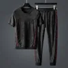 High End Luxury Leisure Sports Suit Men Summer Loose Korean Trend Set of Clothes T Shirt Kort ärmbyxor Två bit 220615