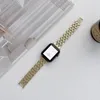 Banda de relógio de luxo Aço inoxidável de aço inoxidável para relógios da Apple Placa de metal Cadeia de chain trend Bright 38 40 41 42 44 45mm Iwatch série 7 6 5 4 3 2