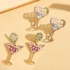 Kreativt vinglas dingle örhängen mode kvinnor sommar strass kopp dropp örhängen damer öron smycken fest gåvor