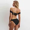 Diseñador Beach Thong Traje de baño de moda Bikini Set Split Womens Black Un hombro Cintura baja Bikini T-string grande Nuevo traje de baño Conjunto de dos piezas