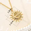 Pendentif Colliers Vintage Soleil et Lune Collier pour femmes en acier inoxydable Dainty Gold Chain Boho Bijoux Célestes Collier FemmePe3246