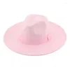 Bérets Fedora chapeaux pour femmes 9.5cm large bord robe hommes casquettes chapeau feutré Panama mariage ruban bande Sombreros De MujerBérets BéretsBérets