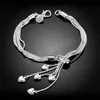 925 Bracelets de prata Snake Bone Chain Hanging Heart for Women Wedding Party Gifts Jóias de moda de alta qualidade 20cm