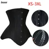 Kobiety Underbust Corset Top Steel Bones Przekoście Gothic Buster Tops Trainer Trainer Cincher Belts Black Fits Steampunk 220524