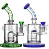 Tubería de agua de vidrio bong 8,8 pulgadas plataformas petrolíferas de plataforma dab bongs embriagadores de vidrio de colores con clavo de cuarzo y recipiente Harb Accesorios para fumar cachimba