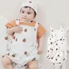 0-24M Pasgeboren kind Baby jongens Kleding Zomer Mouwloze Ropmer Katoen Mouwloze jumpsuit Leuke zoete nieuwgeboren outfits G220521