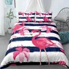 Ensembles de literie dessin animé flamant rose ensemble 2/3 pièces motif géométrique 3D lit housse de couette taies d'oreiller enfants confortable couette couvre ensembles literie