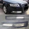 2PCS Car LED DRL For Audi A6 C6 2009 2010 2011 with Yellow Turn Signal Daytime Running Light Fog Lamp cover