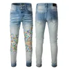 Mens designer jeans rippade jeans denim byxor man smala jeans avslappnade hiphopbyxor för manlig stretchbyxor M7