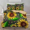 Conjuntos de cama Conjunto de girassol Microfiber Flores amarelas Tampa de edredão imprimor