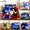 Set copripiumino Sonic del fumetto 3D Set biancheria da letto federa Set bambini Baby Bambini Principessa Regalo Ragazze Biancheria da letto singola Queen King Size