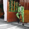 メンズスーツブレザーファッショングリーンメンスリムフィットウェディンググルームタキシード2ピースセットグルームマンプロムディナーブレザーアフリカン男性コスチュームhommem
