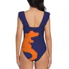 Maillots de bain pour femmes en détresse Orange Gator imprimé maillot de bain à volants en V profond une pièce vêtements de plage Monokini Alligator AlliWomen's