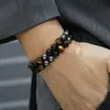 Strand Beaded Strands Bracelet Tigers Eye Black Obsidian And Hematite 8mm Beads Magnetic For Men Women JewelryBeaded